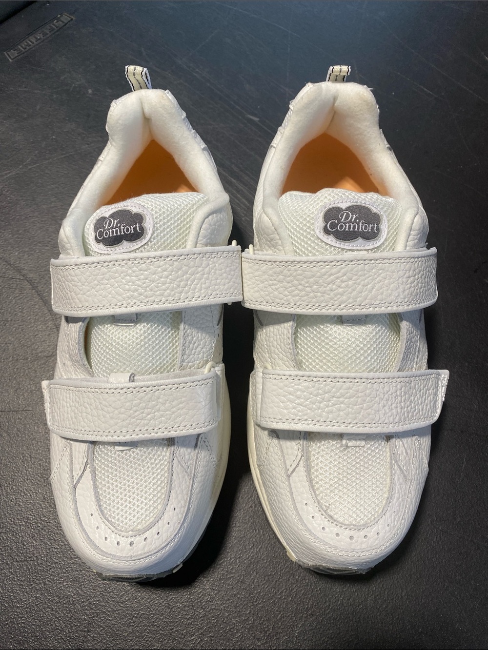 Dr. Comfort Men's White Velcro Strap Sneakers